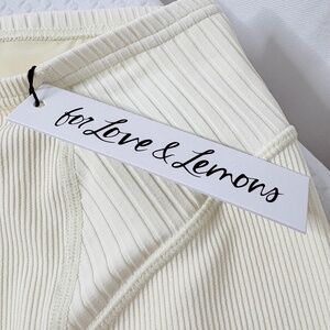 NWT for Love & Lemons Ribbed Ivory Bike shorts Sz Lg